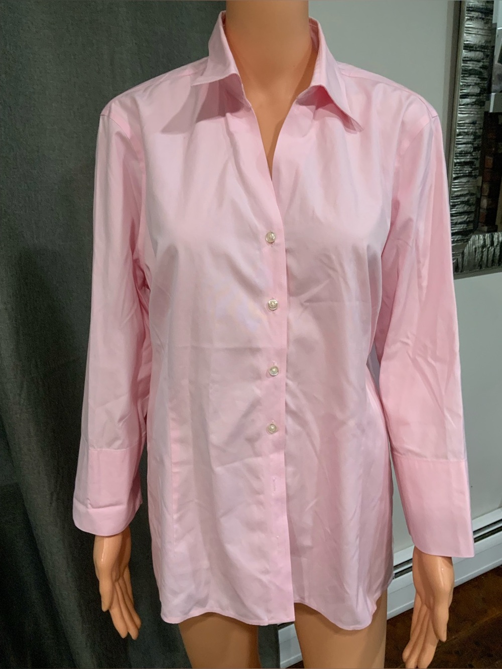 Lands' End Pale Pink Long-Sleeve Button Shirt